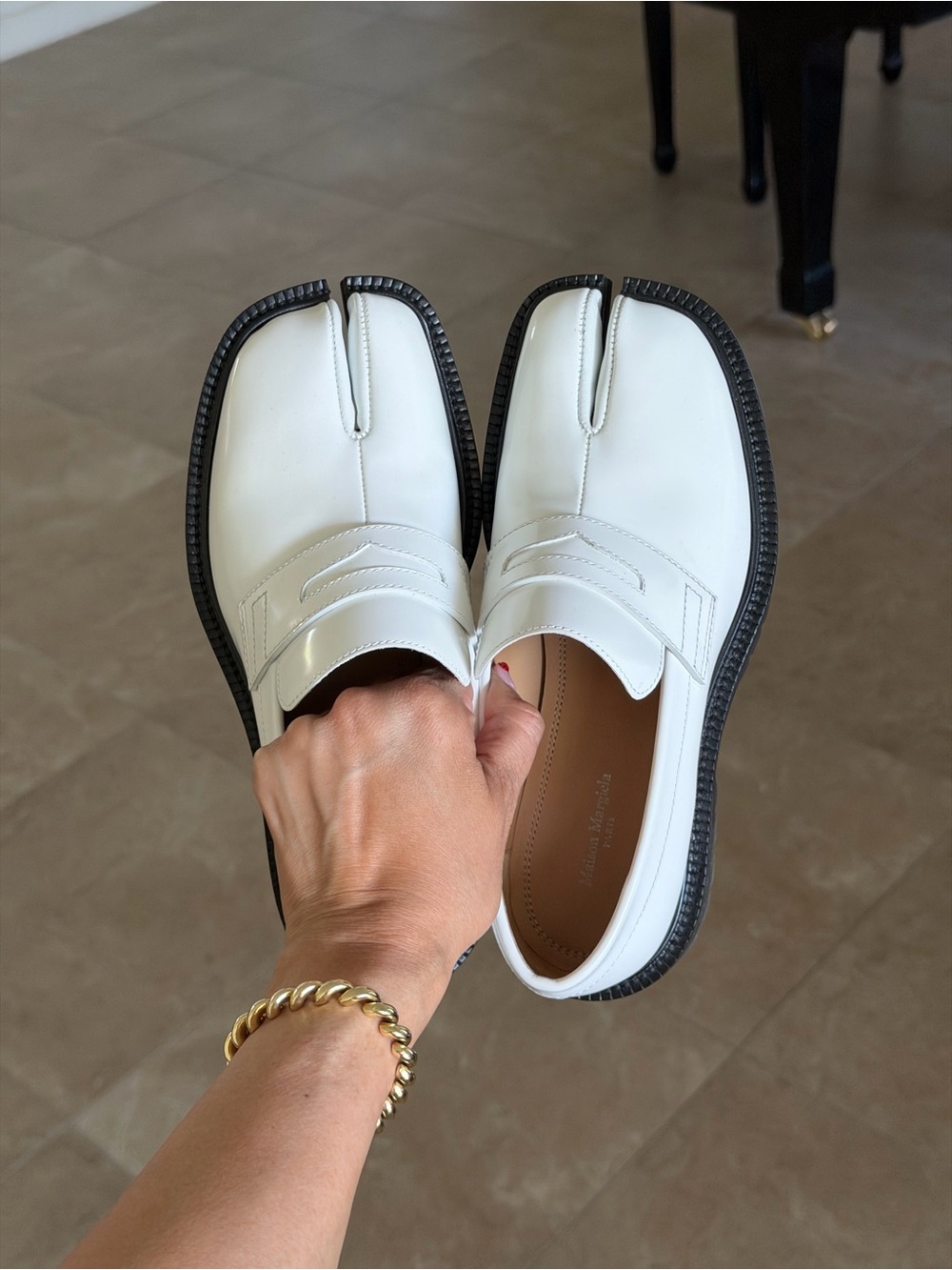 Maison Margiela Tabi Loafers (White Patent Leather)
